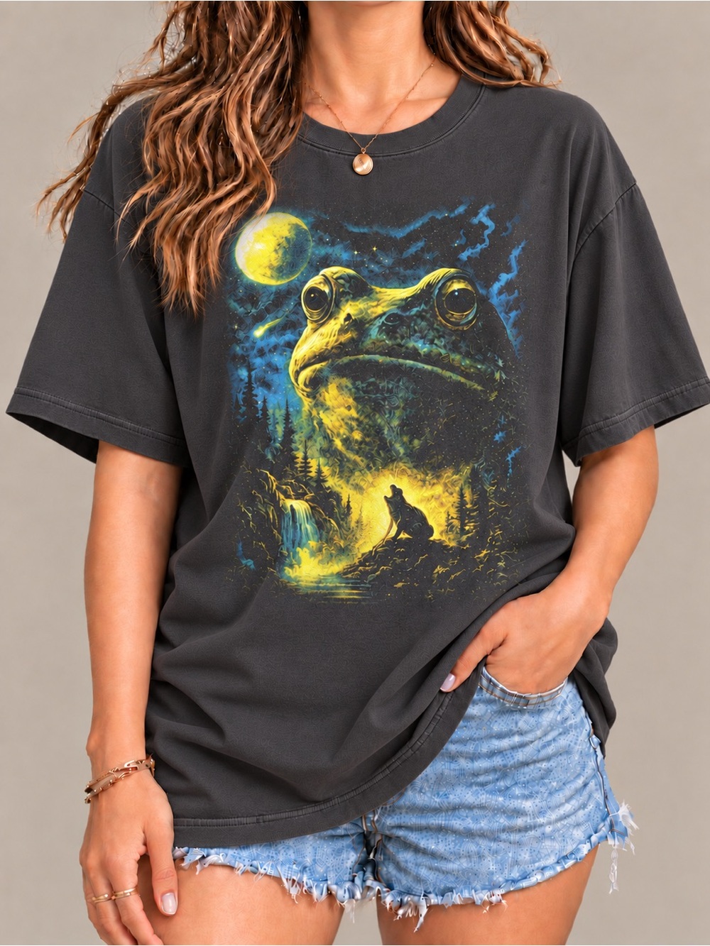 Giant Frog Mystical Forest Charcoal Gildan Reprint Tee